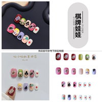 Cartoon cute girl, fresh and innocent false nail patches, sun egg strawberry, elk bear flower, wearable nail art hard sheets thumbnail 2