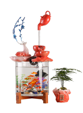 流水生财鱼缸摆件乔迁开业礼品