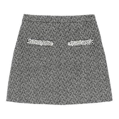 self-portrait人字纹软呢半身裙