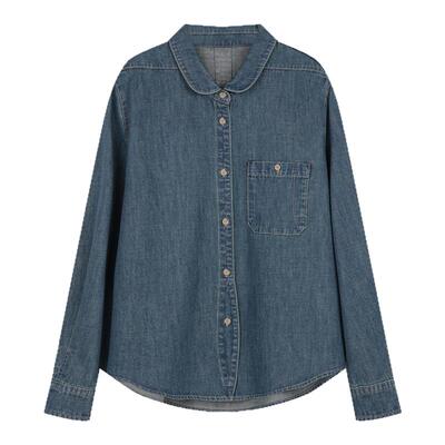 solighter法式复古长袖牛仔衬衫