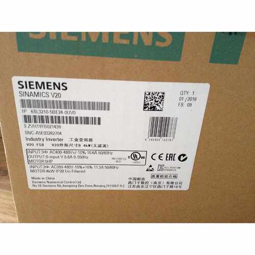 议价6SL3210-5BE25-5UV0门子V20 3AC 380 V三相交流5.5KW变频器