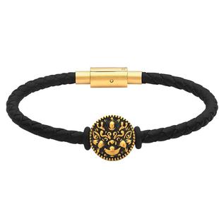 新款招财转运珠饕餮黄金手链男士手环足金999电黑金送男友礼物