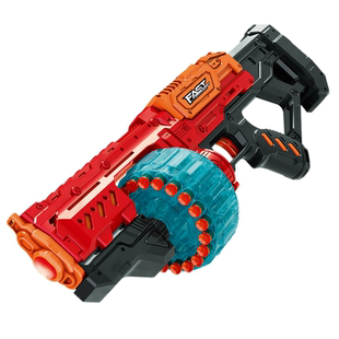 男孩轻松上膛转轮连发软弹玩具枪海绵弹儿童礼物玩具加特林玩具枪