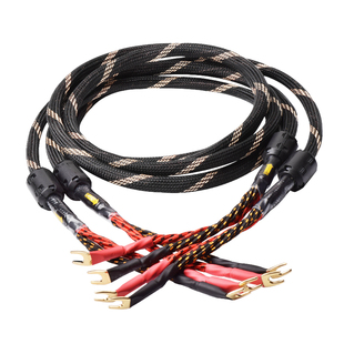 美国西电喇叭线进口纯铜胆机音响香蕉头Y插发烧音箱喇叭线