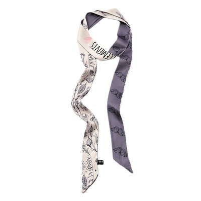 细窄长条丝巾搭配衬衫