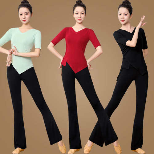 现代舞蹈练功服广场舞服装套装跳舞衣服女夏季新款拉丁瑜伽舞古典