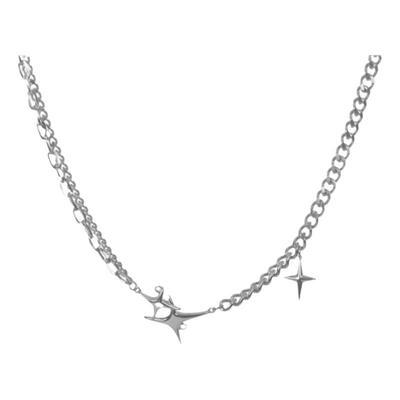 GuangYu星芒拼接设计感钛钢项链