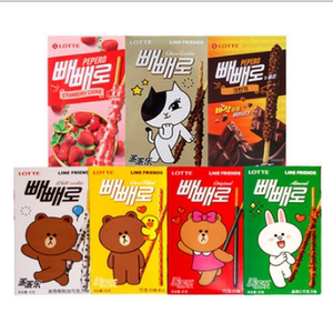 韩国进口 乐天扁桃仁巧克力棒32g果仁夹心棒饼干休闲办公室零食品