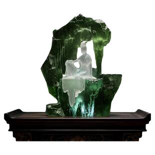 京铜琉璃水月自在观音坐台观世音佛像神像禅意摆件人物茶台工艺品