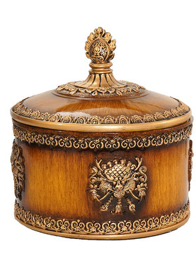 藏式树脂八吉祥糌粑盒储物盒摆件