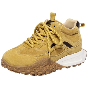 森达加绒女鞋25年新款高帮运动鞋商场同款厚底不累脚阿甘鞋XSV01