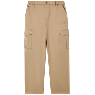 eland kids衣恋童装男童裤子春秋季学院风徽章刺绣工装裤休闲裤