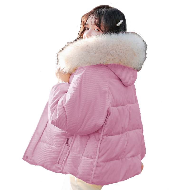 灯芯绒棉服女2019新款冬季韩版宽松学生面包服短款小个子棉衣外套
