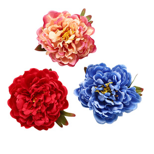 古风汉服发饰牡丹花发夹边夹大头花红色玫瑰花绢花超仙仿真花写真