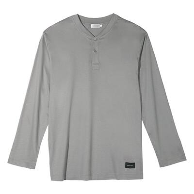 MANITO/曼尼陀Comfy 男士丝棉开领套头长袖上衣长裤亨利领长袖T恤