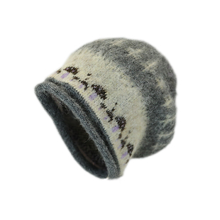 复古费尔岛风卷边针织冷帽女冬季大头围显脸小堆堆帽保暖包头帽子