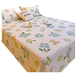 小清新纯棉床单 单件1米5单人学生宿舍100全棉儿童双人被单三件套