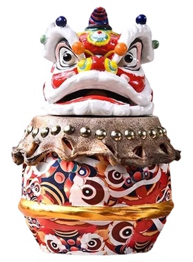 国潮醒狮陶瓷摆件大号狮子头