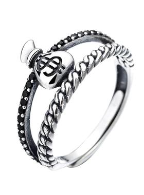 925银复古钱袋戒指时尚个性新款