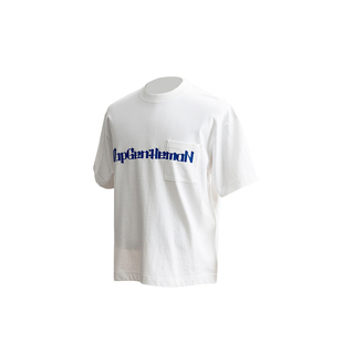 MGG 25SS钢笔LOGO美式印花短袖口袋百搭宽松T恤国潮男女同款上衣