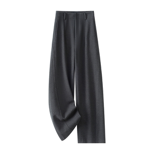 加厚毛呢弯刀裤女2025秋冬新款高腰显瘦垂顺百搭直筒裤窄版阔腿裤