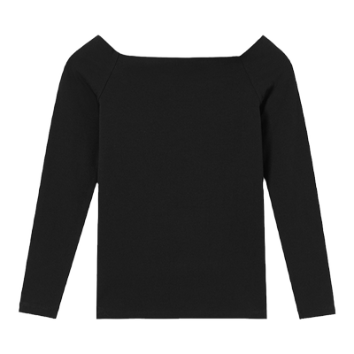 440ME修身优雅一字领长袖T恤上衣