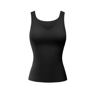 素肌良品【小暖云】德绒黑色保暖内衣上衣女款加绒打底衫低领内搭