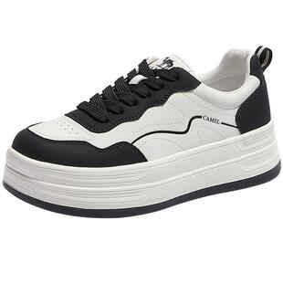 骆驼女鞋2026春季新款厚底增高小白鞋面包鞋百搭运动鞋休闲板鞋女