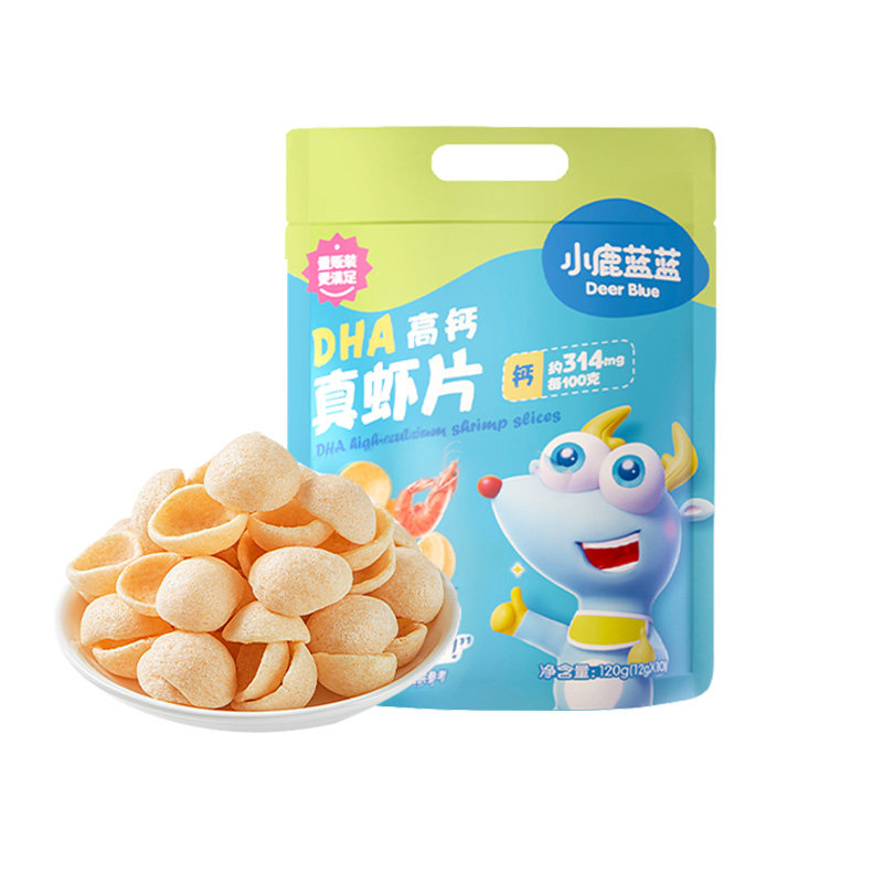 小鹿蓝蓝DHA高钙真虾条虾片磨牙饼干鲜香酥脆非油炸儿童营养零食