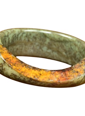 和田玉沙枣青籽料手镯随形聚虎皮