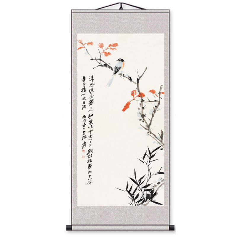 荷花风水招财贴纸手绘背景墙画