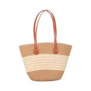 蜗牛爬爬法式田园风ins草包女夏大容量单肩包海边沙滩编织水桶包