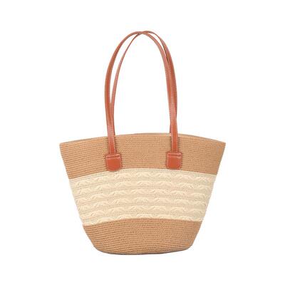 蜗牛爬爬法式田园风ins草包女夏大容量单肩包海边沙滩编织水桶包