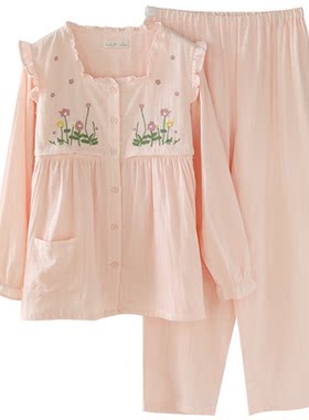 富朵月子服纯棉纱布孕妇睡衣
