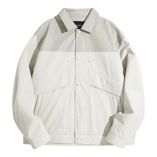 太平鸟男装 休闲夹克尼龙十字格行政夹克冬季翻领拼接潮流外套