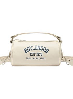 BOYLONDON夏季米白椭圆手提单肩时尚街头潮牌男女款斜挎包N85018