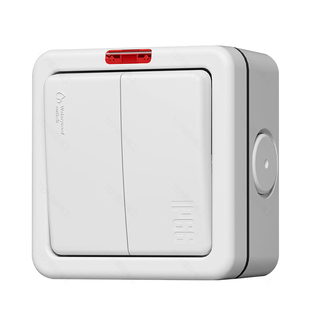 IP66级室外明装防水开关车库门铃按钮户外防雨单开双控面板明装盒