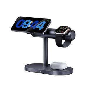 MAXCO美能格MW16磁吸无线充电器magsafe四合一15W快充Qi2认证磁吸适用于苹果12-16支持手机手表耳机支架底座