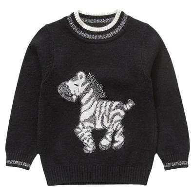 山羊绒男孩中圆领加厚卡通风毛衣