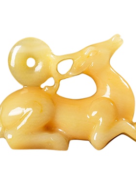 天然玉石米黄玉一路鹿平安福鹿抱财圣诞麋鹿摆件乔迁新居开业送礼