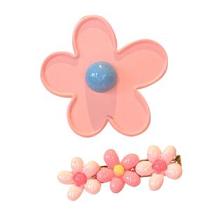 儿童可爱彩色花朵发夹女童侧边碎发刘海夹发卡女孩后脑勺夹子头饰