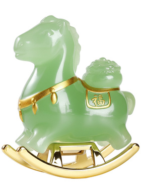 玉石马摆件国潮设计招财寓意