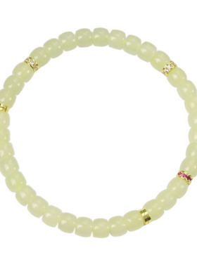 天然和田玉冰黄口直切珠手串