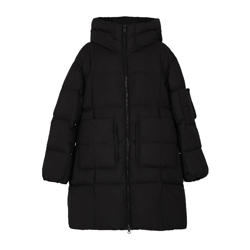 YAYA鸭鸭2025冬季新款女士休闲百搭加厚保暖连帽外套中长款羽绒服