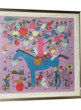 苹果树丝巾画90丝巾客厅马装饰画