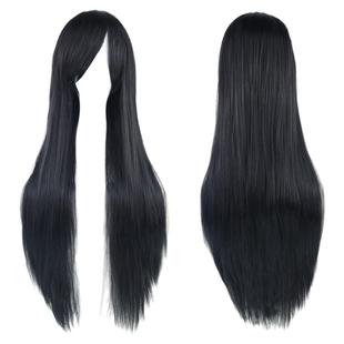 万用cos假发女黑银白灰橘黄色中长直玉米须80cm毛娘练手毛坯假毛