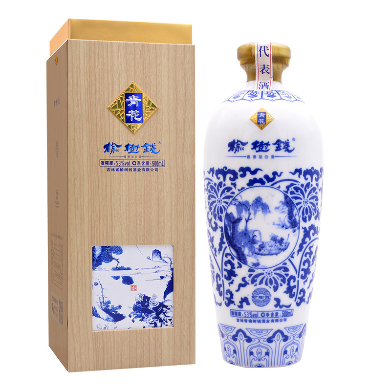 榆树钱青花53度酱香型酒吉林特产