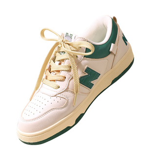 鞋带不起球女款扁平绳运动鞋驼色双层宽板鞋黑色白色灰色男款米色