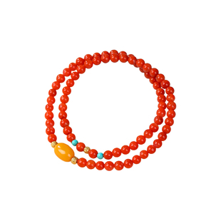 南红玛瑙手串天然满色满肉柿子红宝石珠串女款玉石手链马年本命年