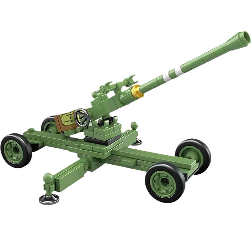 全冠积木坦克高射炮重型火炮车反坦克大炮榴弹炮益智拼装玩具模型